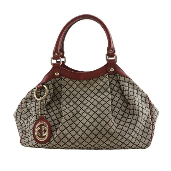 GUCCI Sukey Tote Bag 211944 Diamante Beige / red canvas Women - Picture 1 of 14